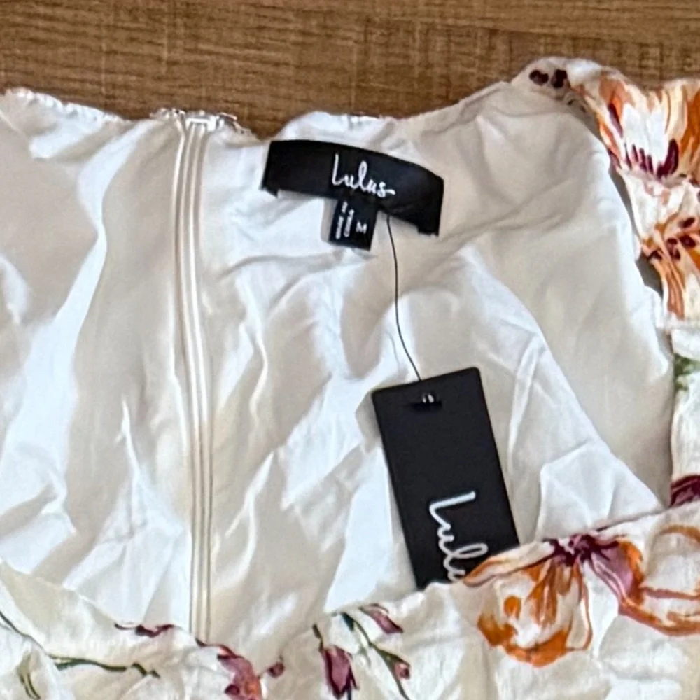 Lulus Parisian Picnic Cream Floral Jacquard Puff Sleeve Midi Dress - Picture 7 of 7